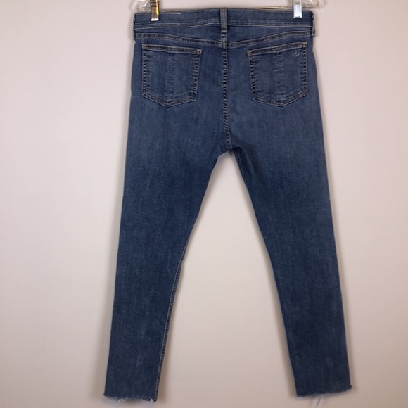 RAG & Bone Ankle Skinny Raw Hem Mid Rise Lighter Blue Denim Size 31 Soft Jeans - Picture 6 of 16